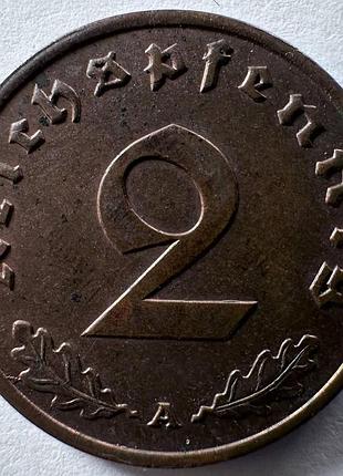 Германия - третий рейх 2 рейхспфенига метка монетного двора "а" - берлин 1940 монеты мира