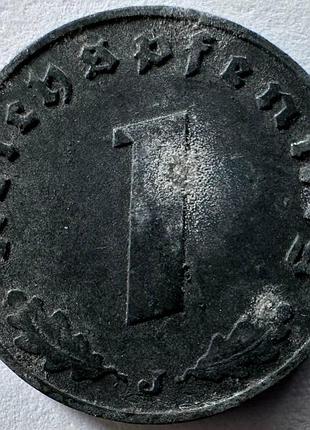 Германия - третий рейх 1 рейхспфениг метка монетного двора "j" - гамбург 1942 монеты мира