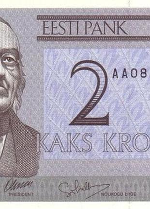 Эстония 2 кроны 1992 год банкноты мира unc