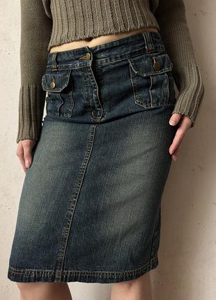 Джинсовая юбка-карандаш washed denim 3