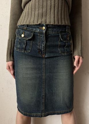 Джинсовая юбка-карандаш washed denim 7