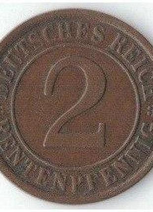 Німеччина мітка монетного двору "а" - берлін 2 рентенпфеніга 1924 рік монети світу