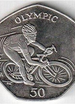 Острів мен персона року - велосипедист марк кавендиш 50 пенсів 2012 рік монети світу