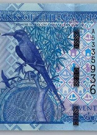 Банкнота гамбія 20 даласі 2015 рік unc африка