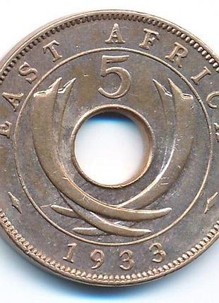 Британська східна африка 5 центів 1933 рік монети світу