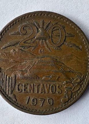 Мексика 20 сентаво 1970 рік монети світу