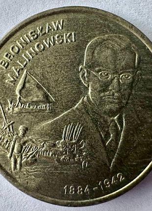 Польща польські мандрівники та дослідники - бронислав маліновський (1884-1942) 2 злотих 2002 рік монети світу