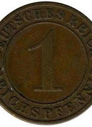Германия метка монетного двора "f" - штутгарт 1 рейхспфениг 1931 монеты мира
