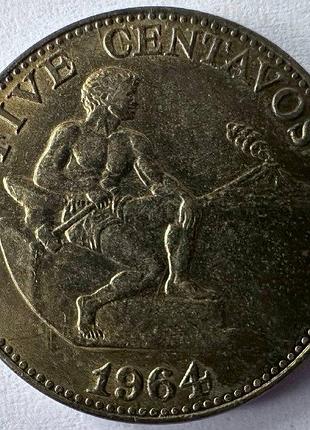 Филиппины 5 сентаво 1964 год. монеты мира