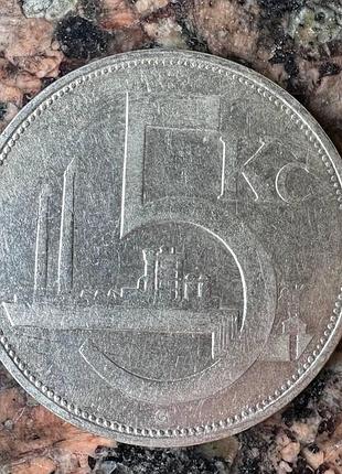 Срібна монета 5 крон чехословаччина 1930 рік маса: 7 грам срібло: 500 проба