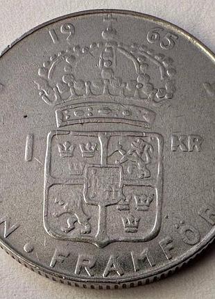 Швеція 1 крона 1965 рік 7 грам срібло 400 монети світу