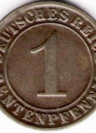 Германия метка монетного двора "е" - мульденхюттен 1 рентенпфениг 1924 год. монеты мира