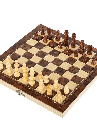 Шахматы шашки нарды 3 в 1 набор настольных игр деревянные xinliye 24см x 24см