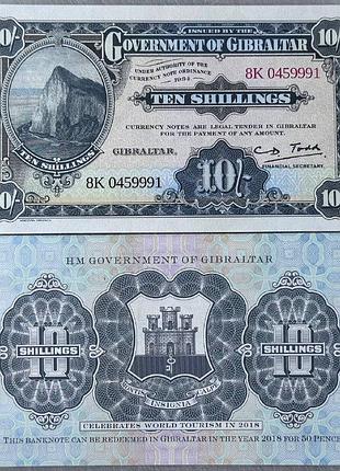 Гибралтар 10 шиллингов 2018 год банкноты мира unc