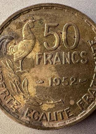 Франция 50 франков 1952 год. монеты мира