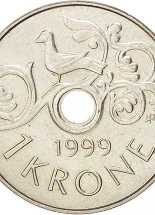 Норвегия 1 крона 1999 год. монеты мира