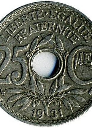 Франция 25 сантимов 1931 год. монеты мира