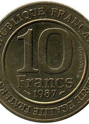 Франція тисячоліття династії капетів 10 франків 1987 рік монети світу