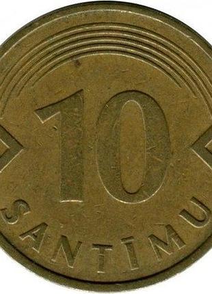 Латвия 10 сантимов 1992 год. монеты мира