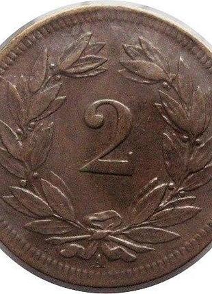 Швейцария 2 раппена 1851 монеты мира