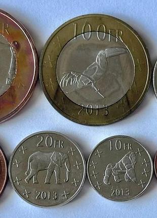 Набор из 8 монет катанга 1,5,10,20,50,100,250 франков 2013 год. монеты мира. экзотика. коллекция