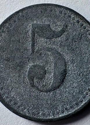 Німеччина нотгельд ринкове місто зонтхофен 5 пфенігів 1917 рік монети світу