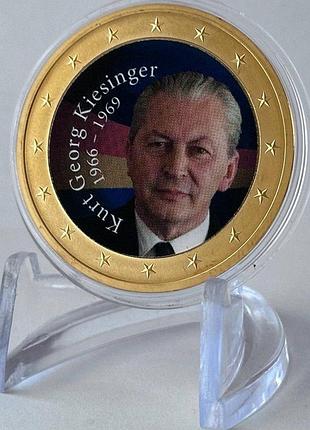 Германия канцлер курт георг кизингер 1966-1969 гг. памятная медаль монеты мира