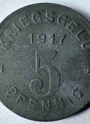 Німеччина нотгельд місто віттен 5 пфенігів 1917 рік монети світу