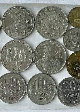 Узбекистан набір 19 різних монет монети світу