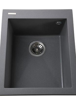 Гранитная мойка globus lux lama серый металлик 410х500мм-а0003