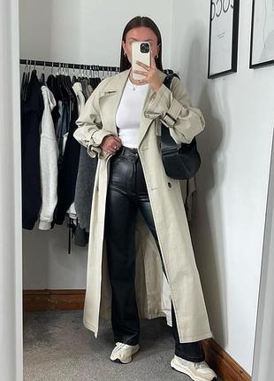 Молочный нюдовый женский тренч стильный меди весенний плащ zara