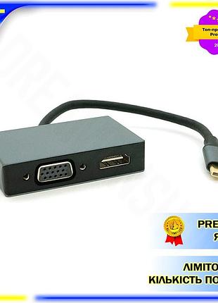 Dm хаб type-c алюминиевый спецификация 2.2 hdmi vga 23cm серебристый для подключения мониторов и проек spe|lz