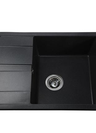 Гранитная мойка globus lux one черный металлик 650х500мм-а0001