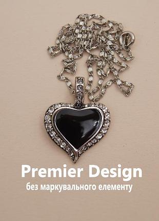Кулон винтаж черное сердце premier design эмаль