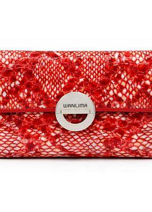 Жіночий шкіряний гаманець wanlima w11045340662 red/white