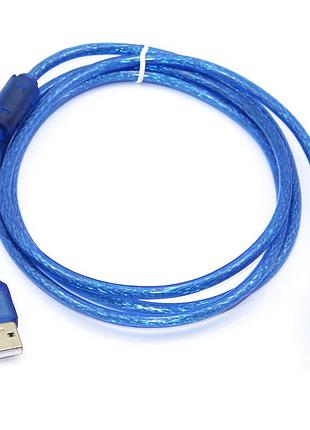 Кабель usb 2.0 ritar am/bm 3м з феритом прозорий синій кабель для комп'ютера та принтера dm-11