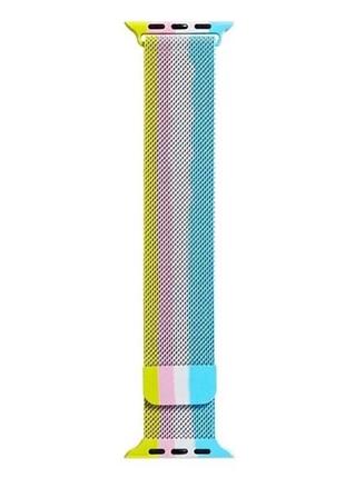 Ремешок milanese loop metal rainbow для apple watch 42/44/45/46/49 мм веселка