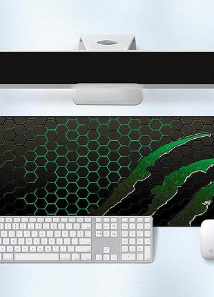 Коврик тканевый honeycomb 300*800 мм voltronic черно-зеленый с боковой прошивкой для дома и офиса ковров dm-11
