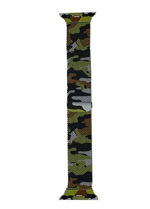 Ремешок milanese loop metal military olive для apple watch 42/44/45/46/49 мм камуфляжный зеленый