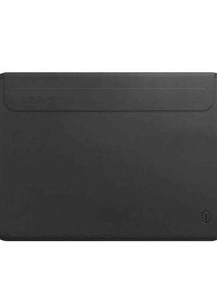 Кожаный чехол-папка wiwu skin pro 2 для macbook air 15 a2941 a3114 a3241 m2/м3/m4 - black черный