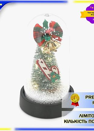 Елочка в колбе voltronic с led подсветкой 15х9 см новогодний декор для дома и офиса светящаяся игруш dm2-11