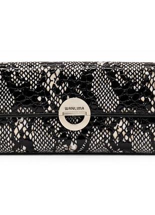 Жіночий шкіряний гаманець wanlima w11045340661b2 black/white