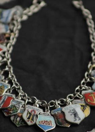 Рідкісний вінтажний срібний браслет travel charm (23 підвіски), 800,835,935 пробинімеччина