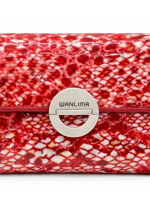 Жіночий шкіряний гаманець wanlima w11045340663 red/white