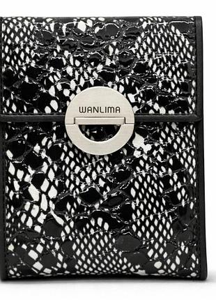 Жіночий шкіряний гаманець wanlima w11045341030 black/white