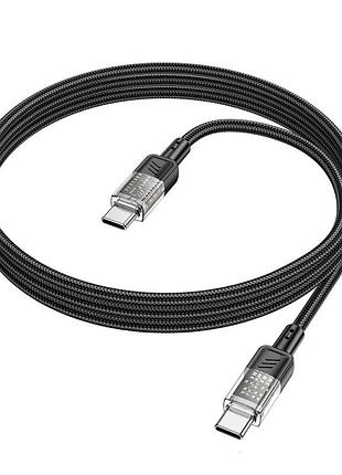Кабель hoco u129 spirit type-c to type-c 1.2 м black (pd 60w, transparent)