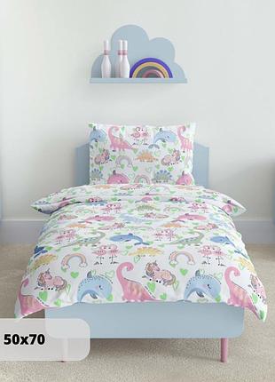 Комплект постільної білизни теп "soft dreams" підлітковий (діно, 50x70 )
