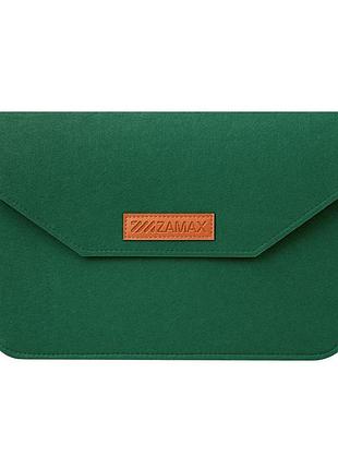 Чехол конверт zamax felt sleeve для macbook air 15 " m2 m3 m4 2022-2025 | pro 15" green