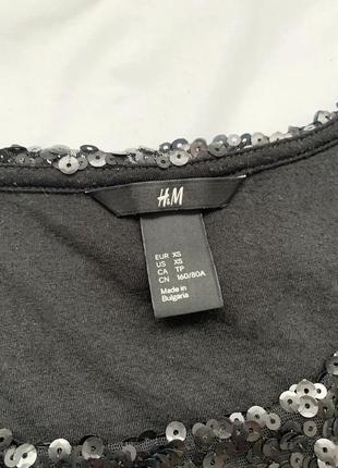 Блуза, футболка, топ, в паєтки, в паєтках, чорна, h&m6 фото
