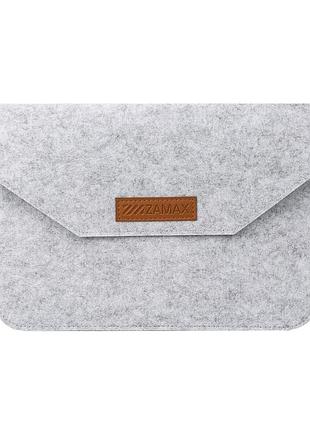 Чехол конверт zamax felt sleeve для macbook air 15 " m2 m3 m4 2022-2025 | pro 15" light grey